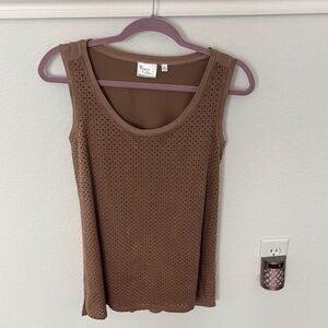 Women with Control Brown Perforated Tank Top